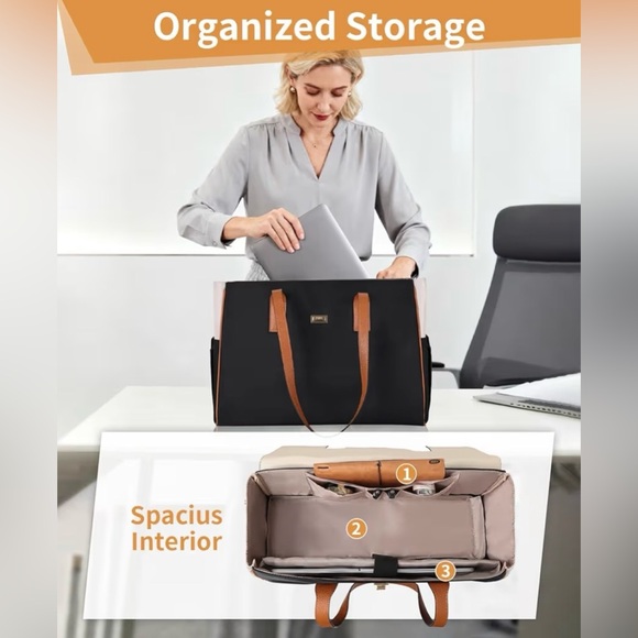 Stylish Laptop Tote Bag with Insulated Lunch Compartment for Women, NEW - Picture 6 of 12